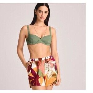 Vitamin A Tropical Floral Print Women's Multicolor Linen Beach Shorts Sz XXL NWT